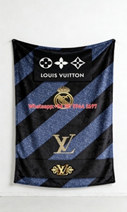 LV Royal Blue Glitter Blanket LV Blue Stripe Luxury Throw IMG_3278